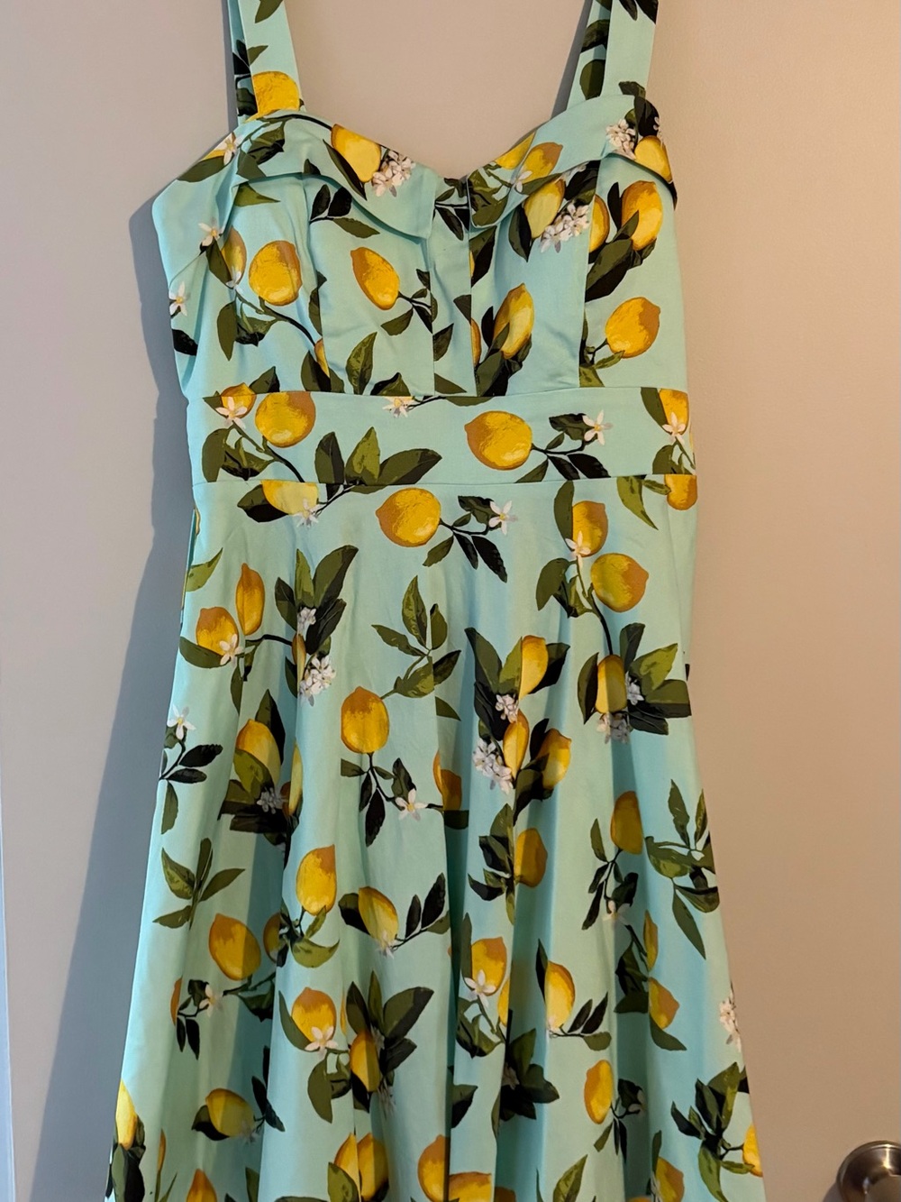 Chetta B Light Blue Lemon Print Sundress